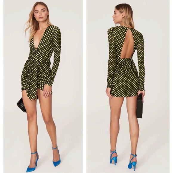 Le Superbe Elastica Polka Dot Ruched Long Sleeves Dress Size Medium - Picture 1 of 10